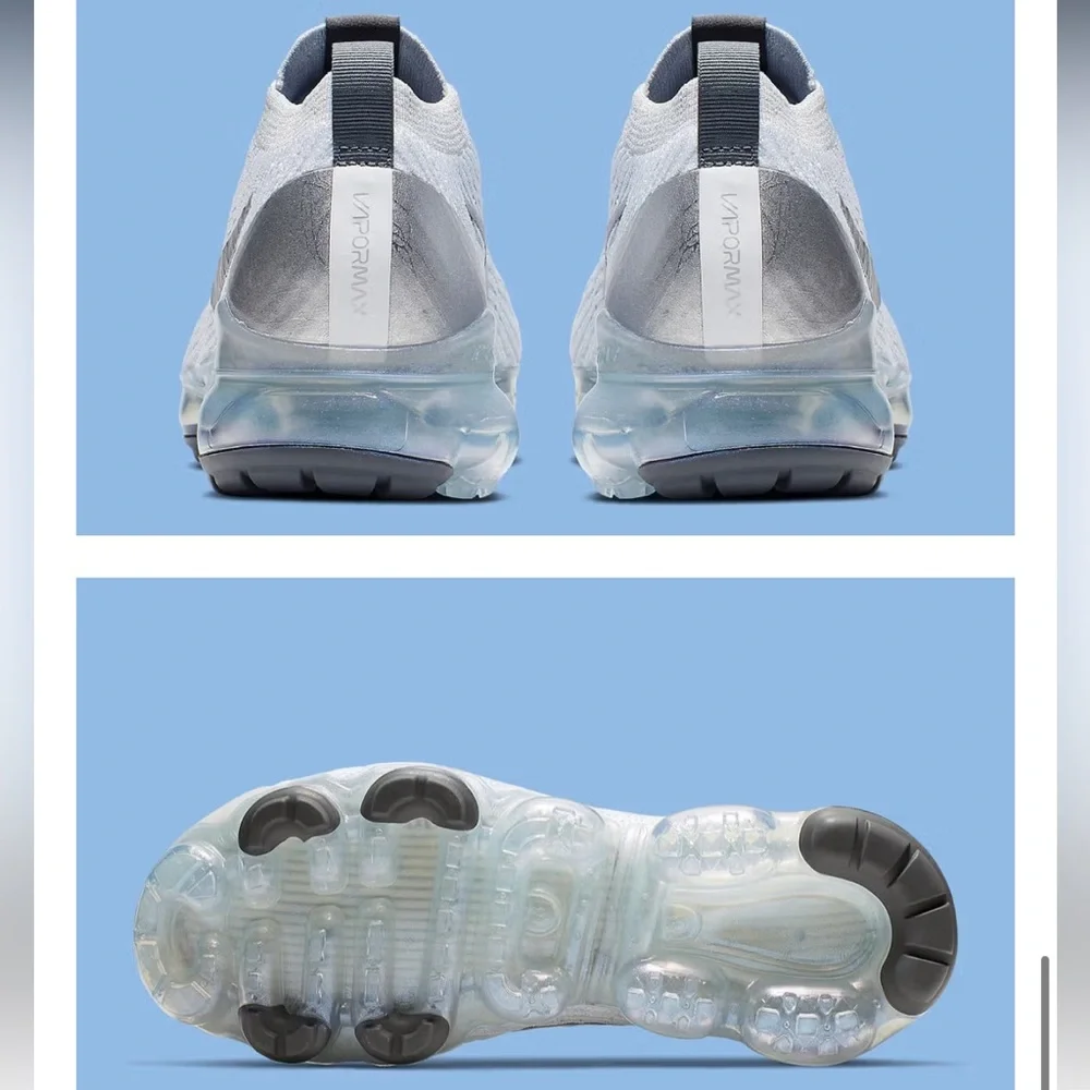 Nike Air Vapormax Flyknit 3.0 Pure Platinum with Purple Iridescent - Picture 3 of 14